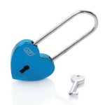 AJF Shiny Blue Long Shackle Heart Shaped Padlock