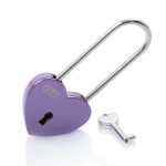 AJF Shiny Purple Long Shackle Heart Shaped Padlock