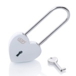 AJF White color Long Shackle Heart Shaped Padlock