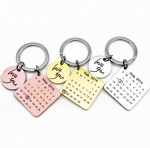 AJF 2020 DIY Creative Birthday Couple Anniversary Gift Stainless steel Engraved calendar keychain