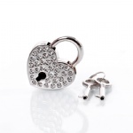 Silver Rhinestones Heart Lock